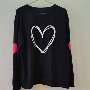 Black Sweatshirt with Heart Design